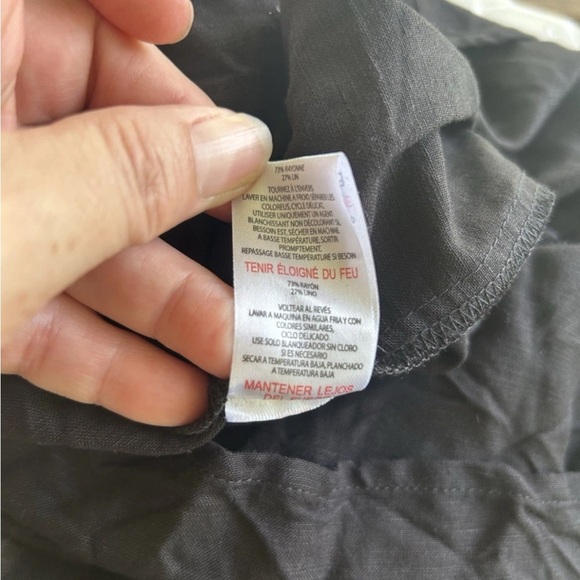 Jason Wu Open Back Linen Blend Tiered Hem Midi Sundress Black Flutter Sleeve M - Picture 11 of 11